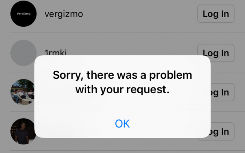 Instagram zu reparieren "Entschuldigung, es gab ein Problem mit Ihrer Anfrage"