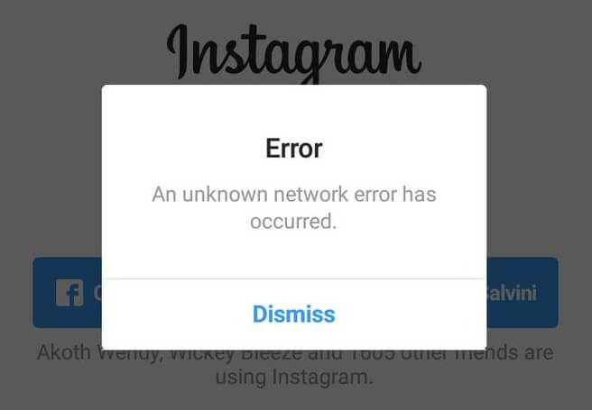 Instagram reparieren "Ein unbekannter Netzwerkfehler ist aufgetreten"